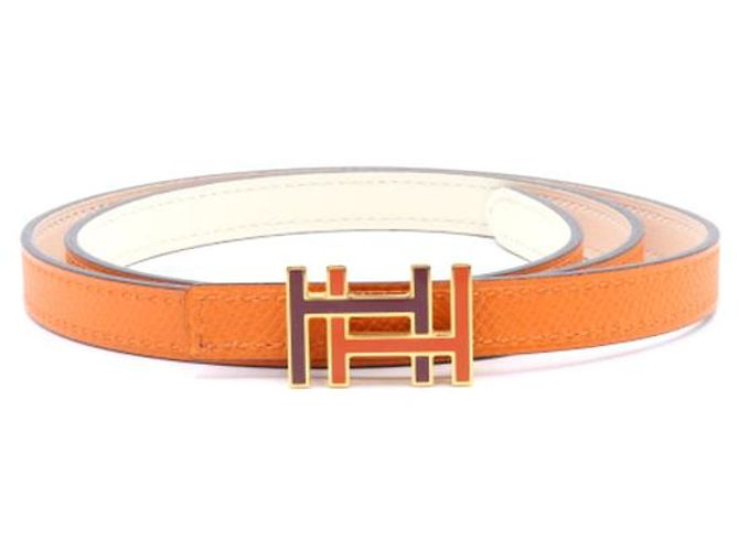 Hermès Cinturón de cuero reversible doble para mujer - vista 2