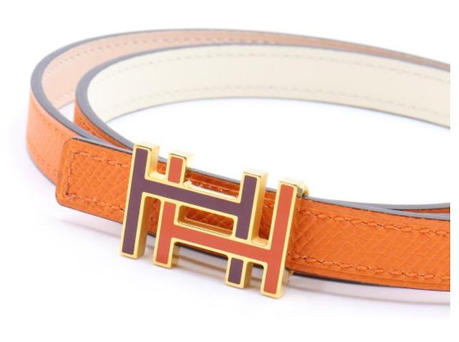 Hermès Cinturón de cuero reversible doble para mujer - vista 3