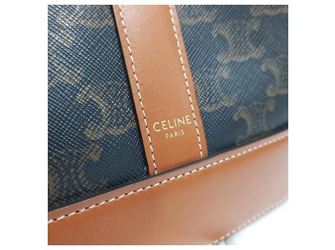 Céline Bolso Bucket Medium de Lona Triomphe Marrón - vue 6