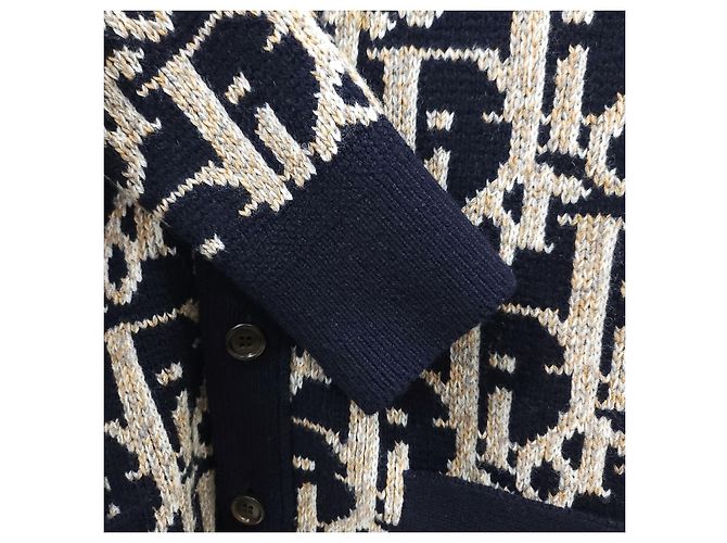 Dior Oblique Cardigan Navy Blue Wool Jacquard XS - Ansicht 11