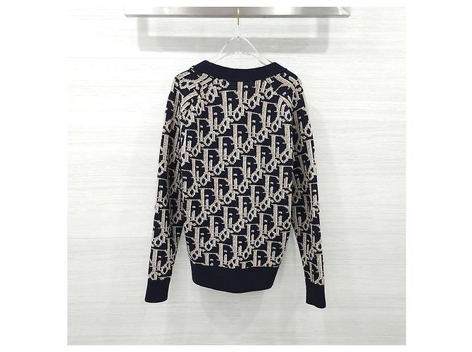 Dior Oblique Cardigan Navy Blue Wool Jacquard XS - Ansicht 2