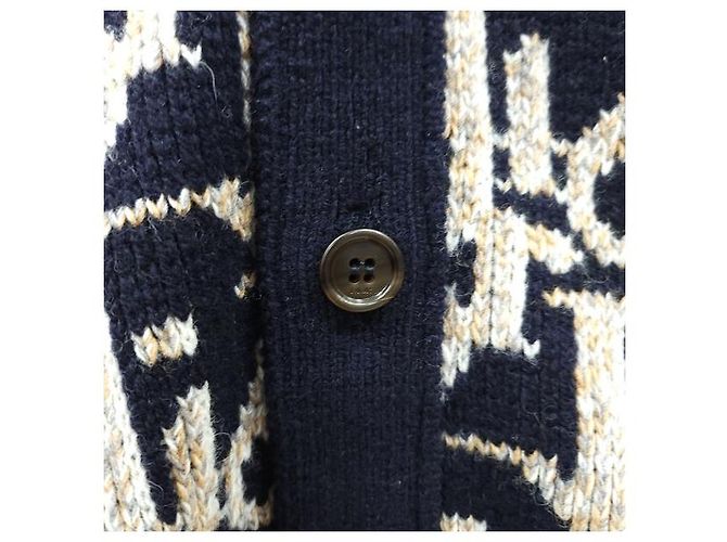 Dior Oblique Cardigan Navy Blue Wool Jacquard XS - Ansicht 4