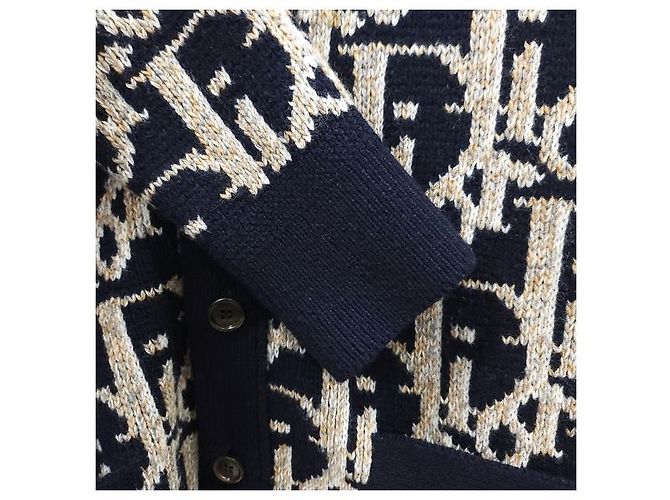 Dior Oblique Cardigan Navy Blue Wool Jacquard XS - Ansicht 5