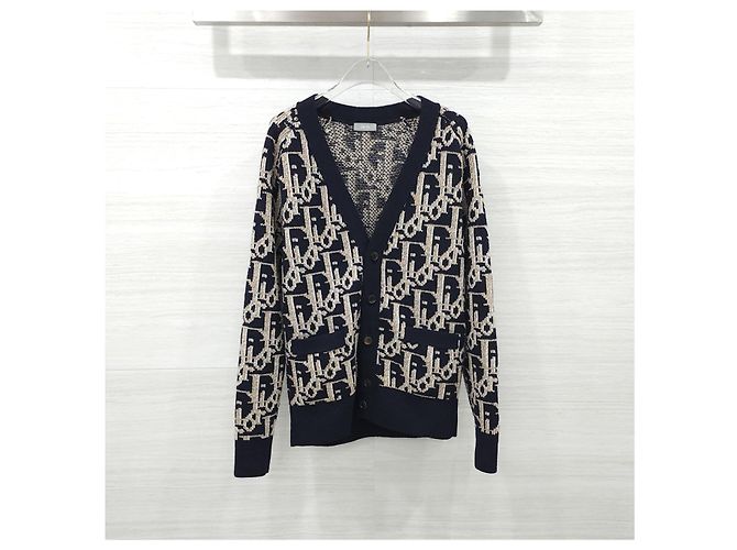 Dior Oblique Cardigan Navy Blue Wool Jacquard XS - Ansicht 7