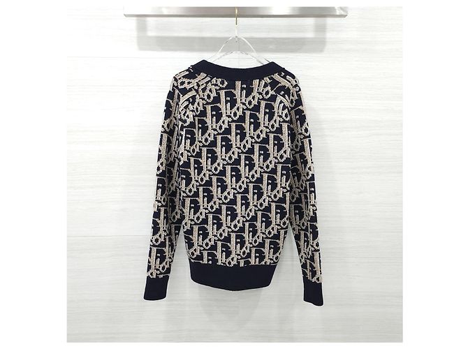 Dior Oblique Cardigan Navy Blue Wool Jacquard XS - Ansicht 8