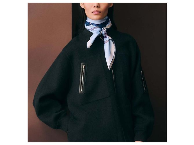 Foulard Hermès Derby 2000 90 Blu Seta - vista 4