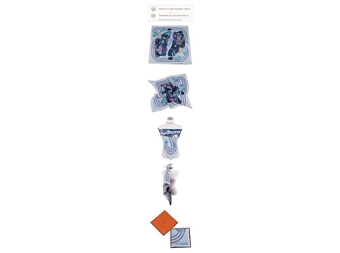 Foulard Hermès Derby 2000 90 Blu Seta - vista 6