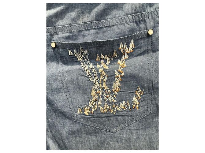Louis Vuitton Shorts en chambray brodés pour homme - vue 5