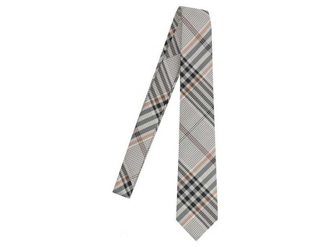 Cravatta Burberry in seta a quadri marrone - vista 4