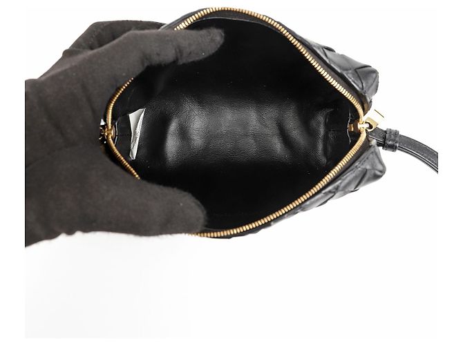 Bottega Veneta Mini Borsa a Tracolla Intrecciato Nera - vista 11