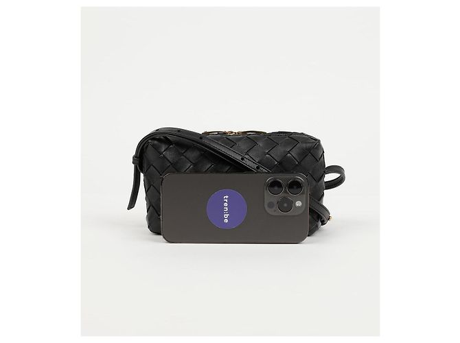 Bottega Veneta Mini Borsa a Tracolla Intrecciato Nera - vista 12