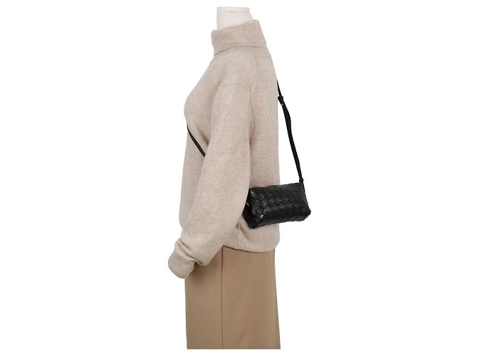 Bottega Veneta Mini Borsa a Tracolla Intrecciato Nera - vista 13