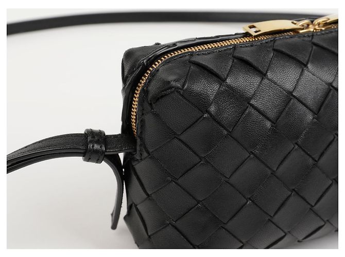 Bottega Veneta Mini Borsa a Tracolla Intrecciato Nera - vista 2