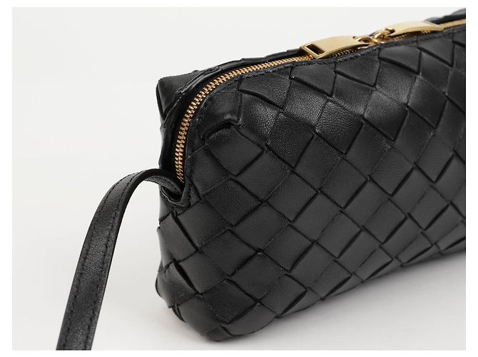 Bottega Veneta Mini Borsa a Tracolla Intrecciato Nera - vista 5