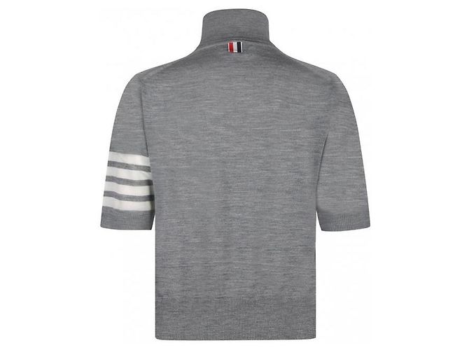 Thom Browne Grauer Strick mit Rollkragen und kurzen Ärmeln für Damen - Ansicht 4