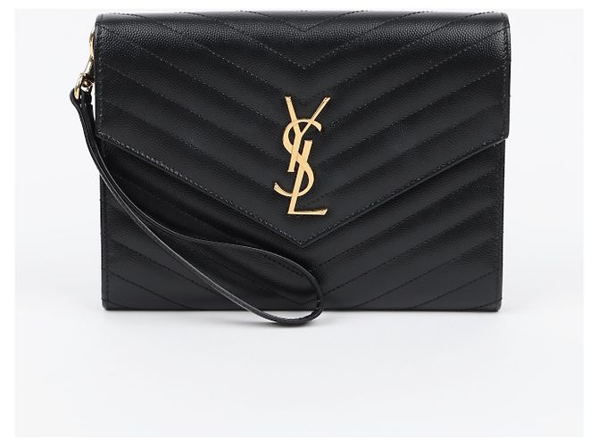 Autre Marque Clutch matelassé Logo Monogram Gold - vista 2