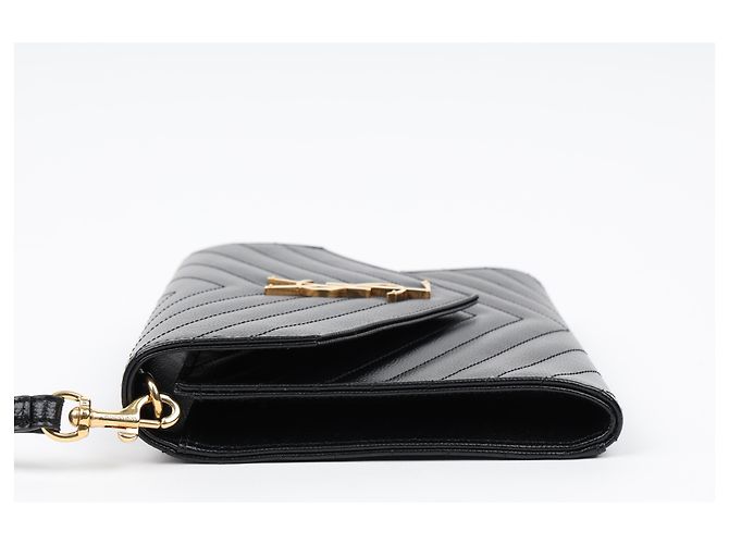 Autre Marque Clutch matelassé Logo Monogram Gold - vista 7