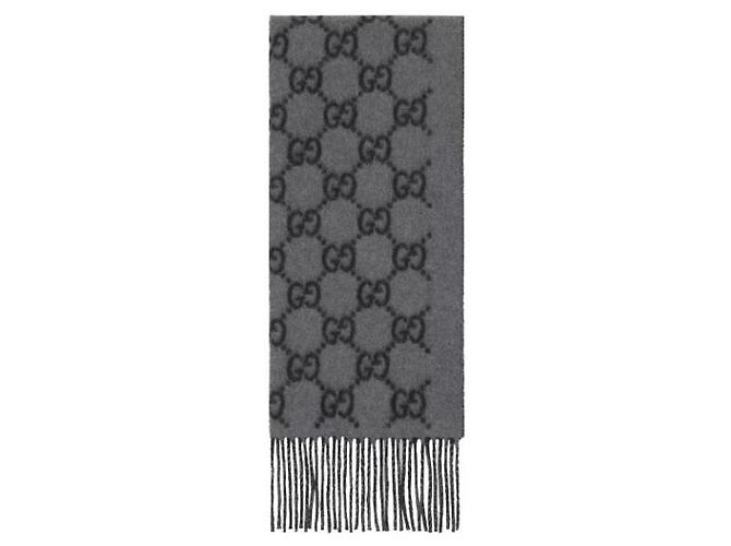 Sciarpa Gucci in cashmere grigio scuro nero - vista 4