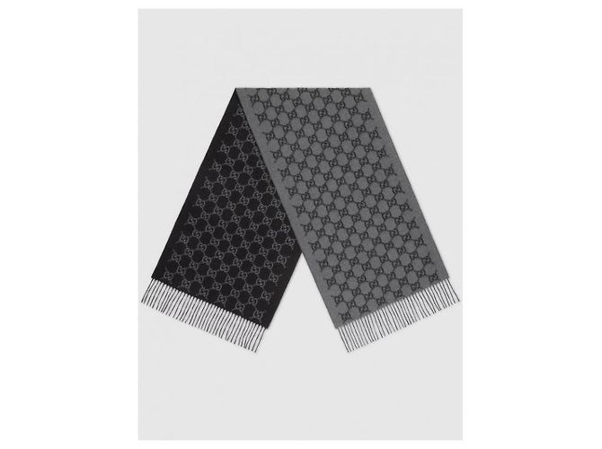 Sciarpa Gucci in cashmere grigio scuro nero - vista 5