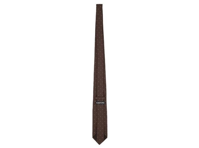 Tom Ford Dot Silk Tie Dark Brown - view 4