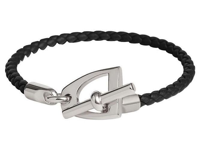 Hermès Etrier Armband Schwarz Swift Leder - Ansicht 2