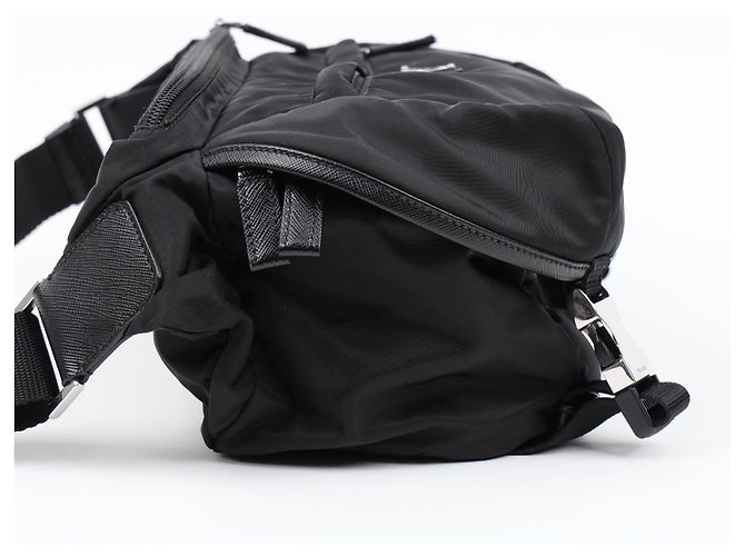 Prada Borsa a tracolla in Re-Nylon e pelle Saffiano Nero - vista 7