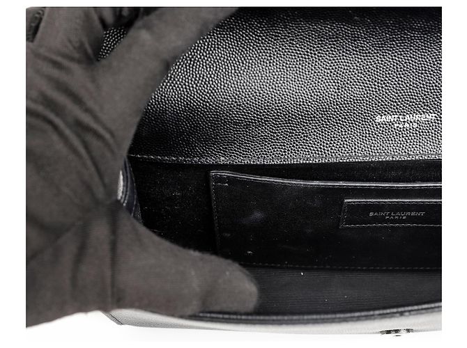 Autre Marque Leder-Clutch silberfarben Schwarz - Ansicht 11