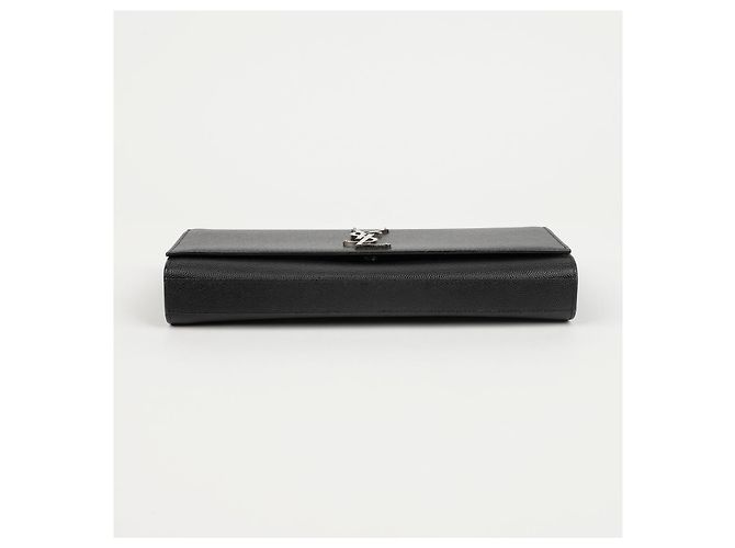 Autre Marque Leder-Clutch silberfarben Schwarz - Ansicht 6