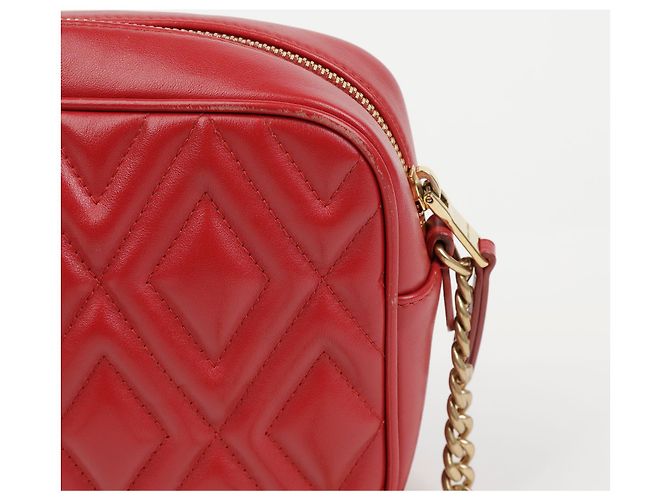 Miu Miu Borsa a tracolla rossa trapuntata a diamante con catena - vista 4