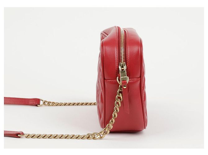Miu Miu Borsa a tracolla rossa trapuntata a diamante con catena - vista 5