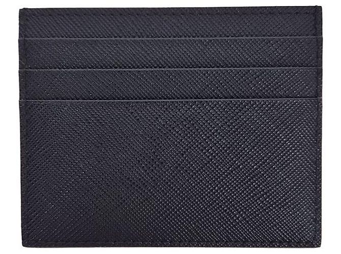 Prada Saffiano Triangle Logo Card Holder Black - view 11