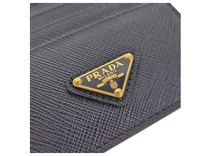 Prada Saffiano Triangle Logo Card Holder Black - view 13