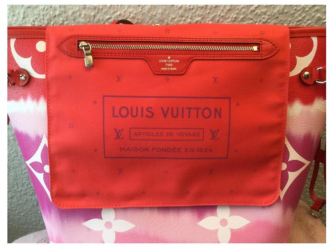 Borsa Louis Vuitton Neverfull MM Esche Monogram Rouge - vista 7