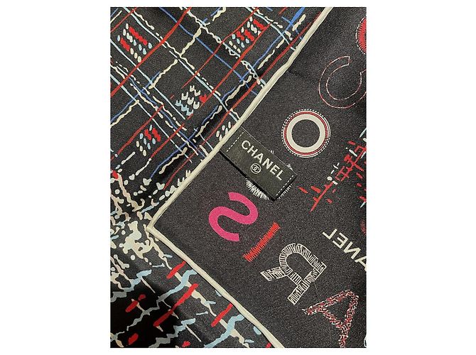 Foulard Chanel nero rosso - vista 4