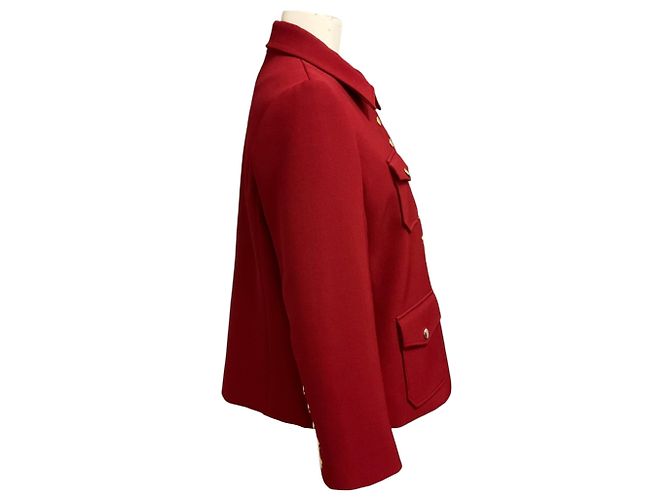 Chloé Chloe Past Red Wool Jacket with Gold Snap Buttons - view 2