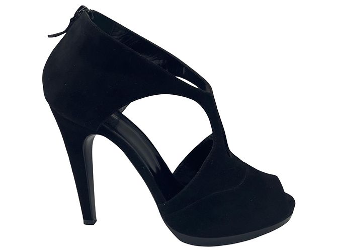 Hermès Stivaletti open toe con cage in camoscio nero Hermes - vista 2
