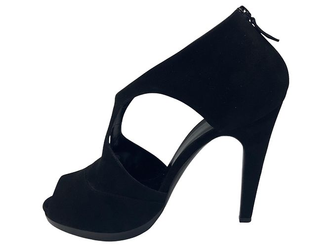 Hermès Stivaletti open toe con cage in camoscio nero Hermes - vista 3