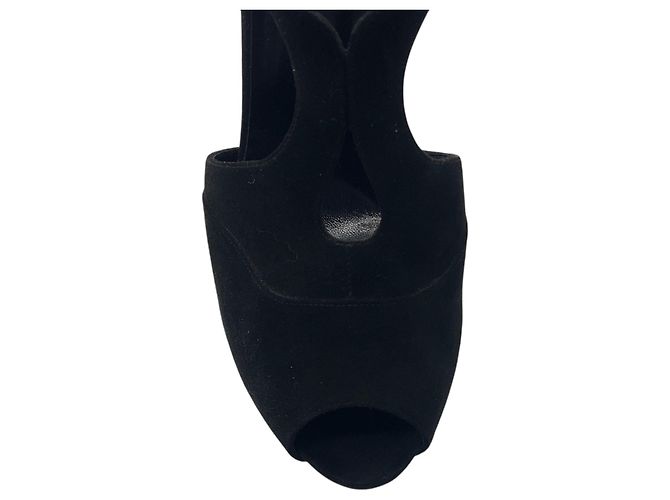 Hermès Stivaletti open toe con cage in camoscio nero Hermes - vista 5
