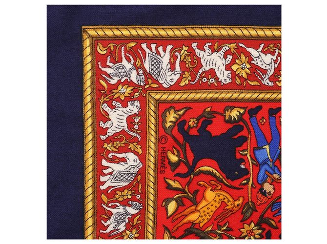 Hermès Carré Géant "CHASSE EN INDE" Kaschmir-Seiden-Schal in Navy Blue - Ansicht 12