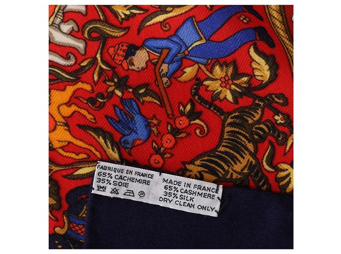 Hermès Carré Géant "CHASSE EN INDE" Kaschmir-Seiden-Schal in Navy Blue - Ansicht 15