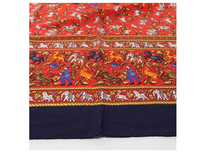 Hermès Carré Géant "CHASSE EN INDE" Kaschmir-Seiden-Schal in Navy Blue - Ansicht 4