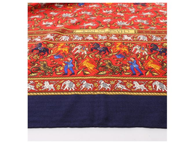 Hermès Carré Géant "CHASSE EN INDE" Kaschmir-Seiden-Schal in Navy Blue - Ansicht 5
