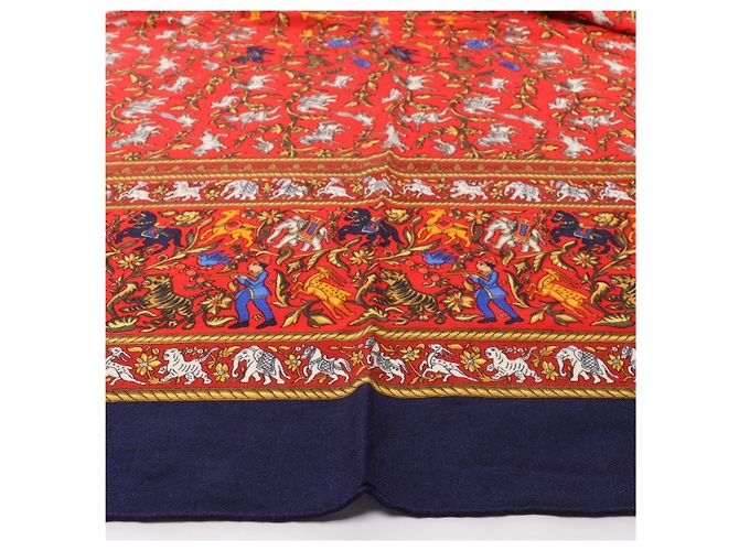 Hermès Carré Géant "CHASSE EN INDE" Kaschmir-Seiden-Schal in Navy Blue - Ansicht 6