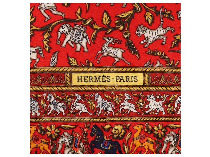 Hermès Carré Géant "CHASSE EN INDE" Kaschmir-Seiden-Schal in Navy Blue - Ansicht 8