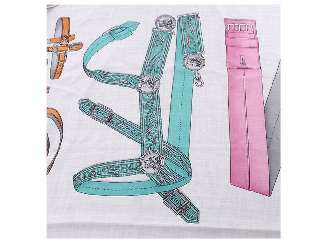 Hermès Carré Géant "LETTRES EQUESTRES" Sciarpa in Cashmere e Seta Grigia - vista 13