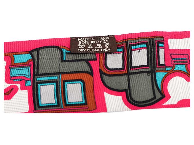 Foulard Twilly in seta Hermès Les Coupes Rosa - vista 3
