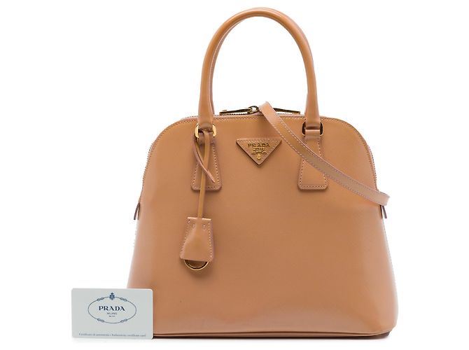 Borsa Prada Promenade Medium in Saffiano Vernice Marrone - vista 7