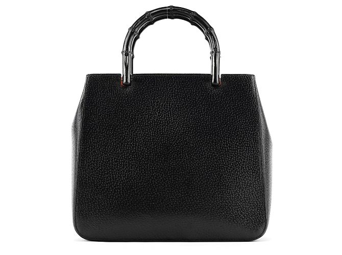 Bamboo Gucci 002 1061 Borsa Tote in pelle nera con bambù - vista 3