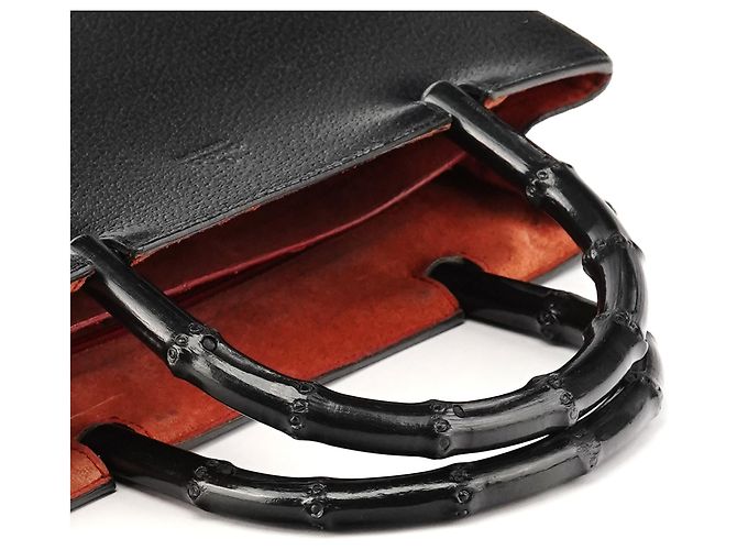 Bamboo Gucci 002 1061 Borsa Tote in pelle nera con bambù - vista 9
