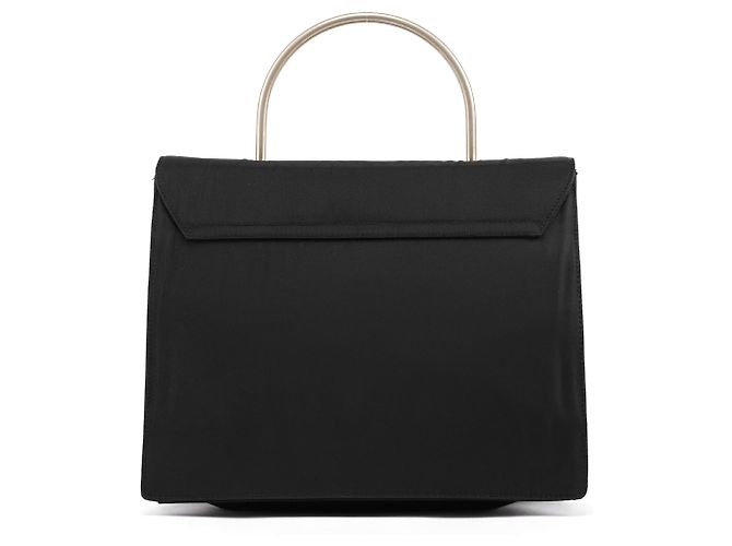 Prada Borsa Tessuto nera con manico in metallo - vista 3